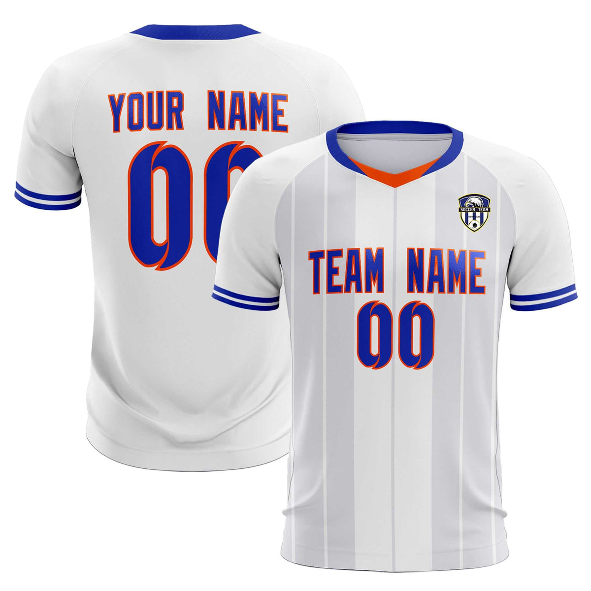 Custom White Classic Striped Personalized Football Kit Jersey