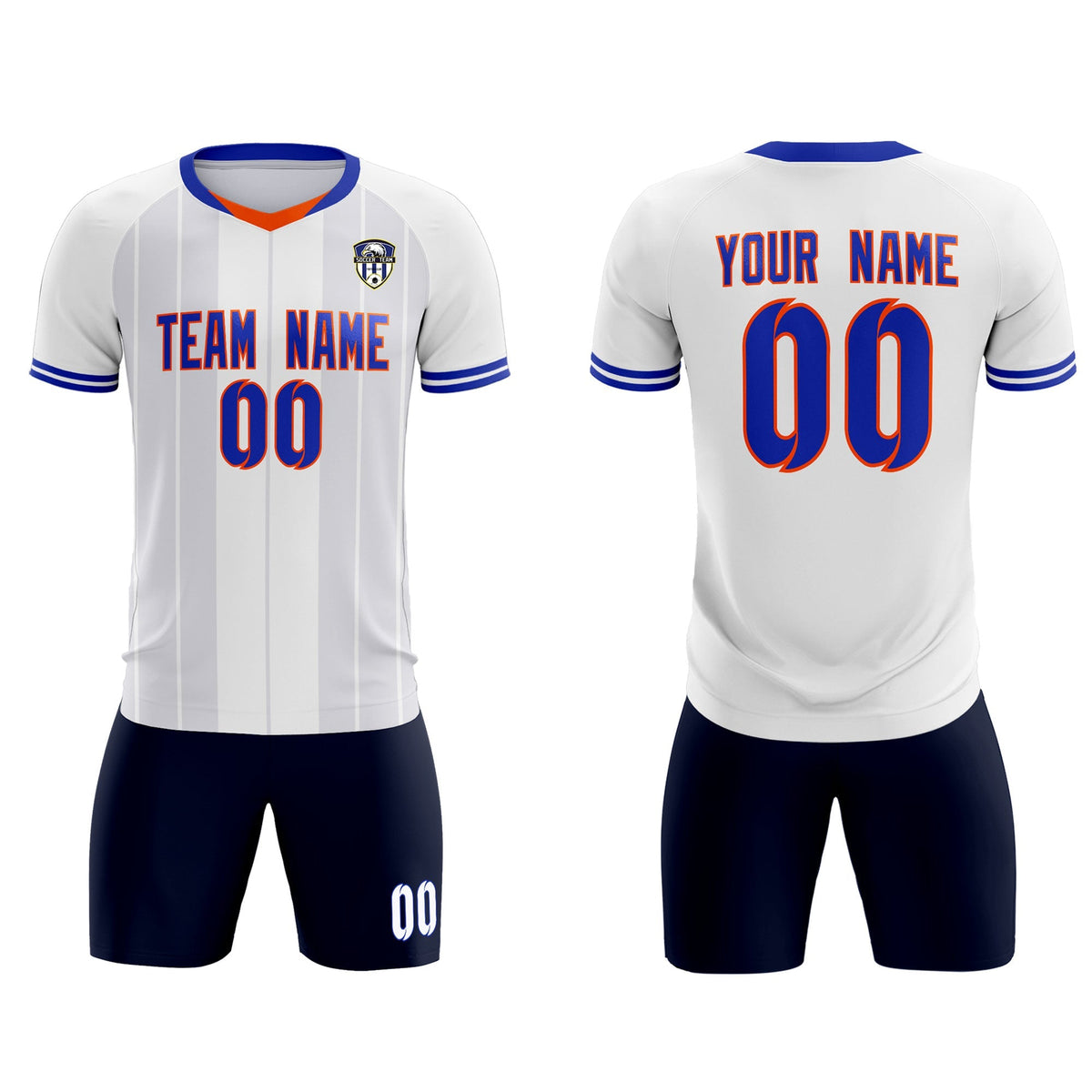 Custom White Classic Striped Personalized Football Kit Jersey
