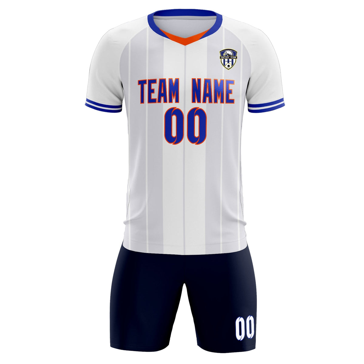 Custom White Classic Striped Personalized Football Kit Jersey