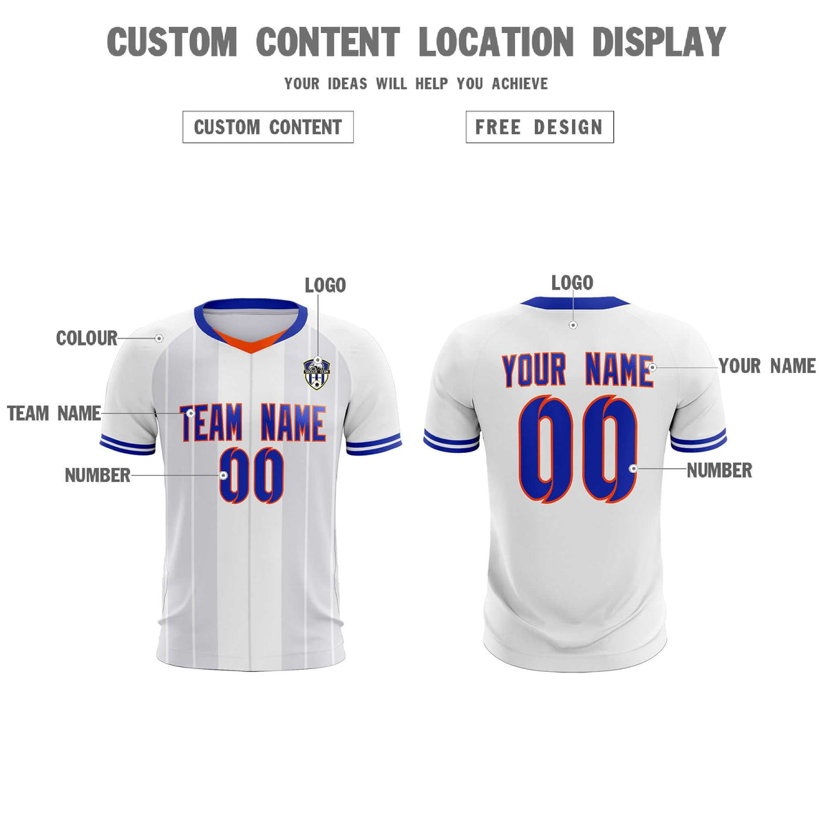 Custom White Classic Striped Personalized Football Kit Jersey