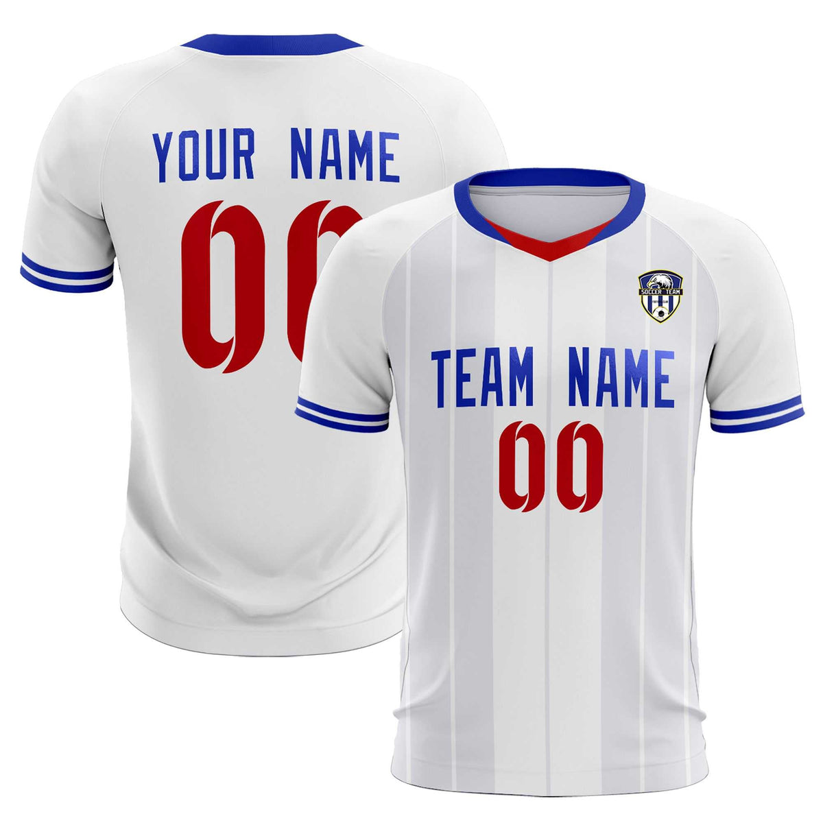 Custom White Classic Striped Personalized Football Kit Jersey