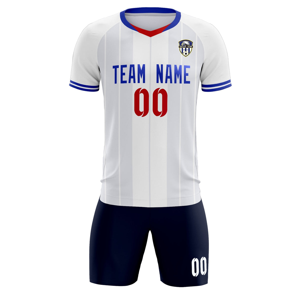 Custom White Classic Striped Personalized Football Kit Jersey