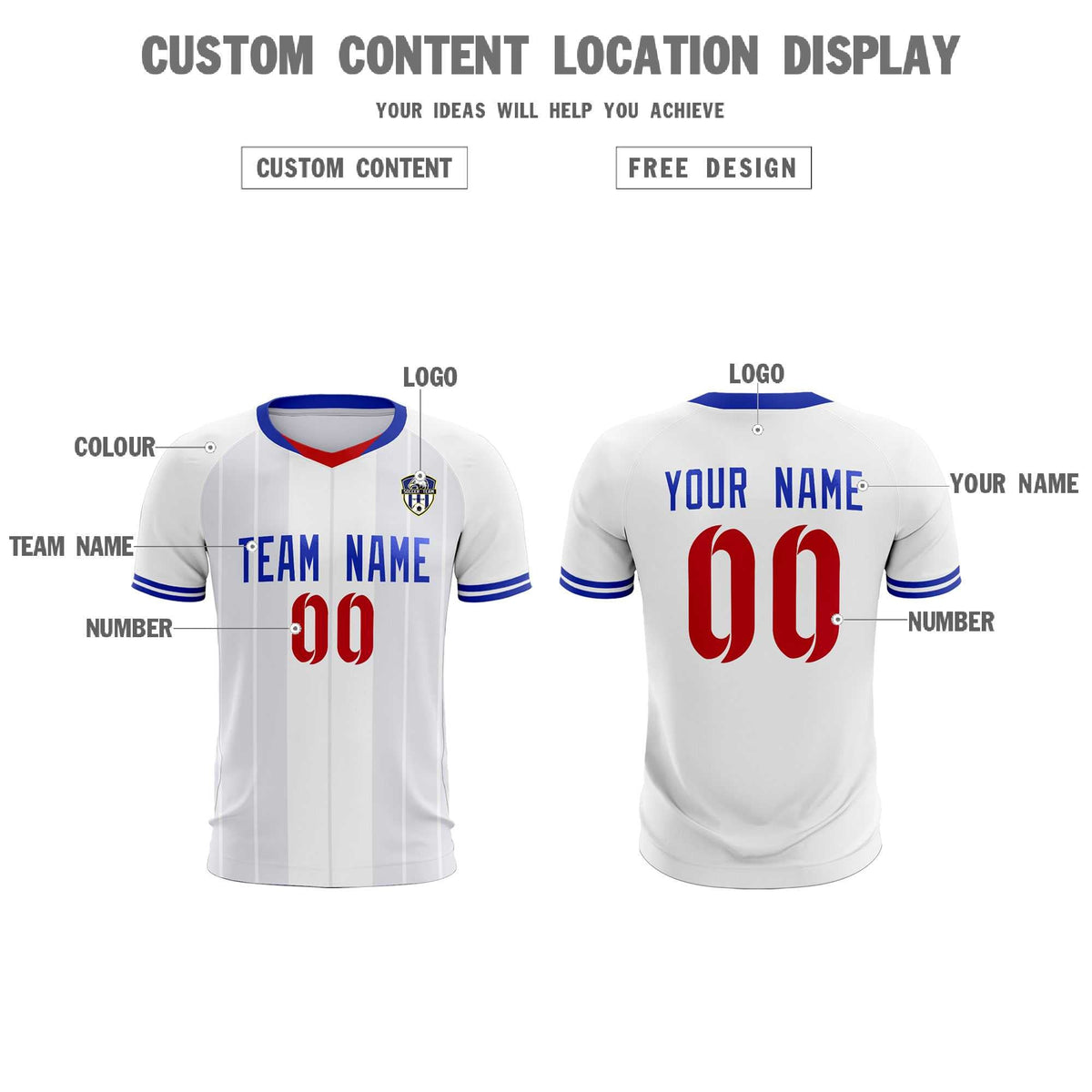 Custom White Classic Striped Personalized Football Kit Jersey
