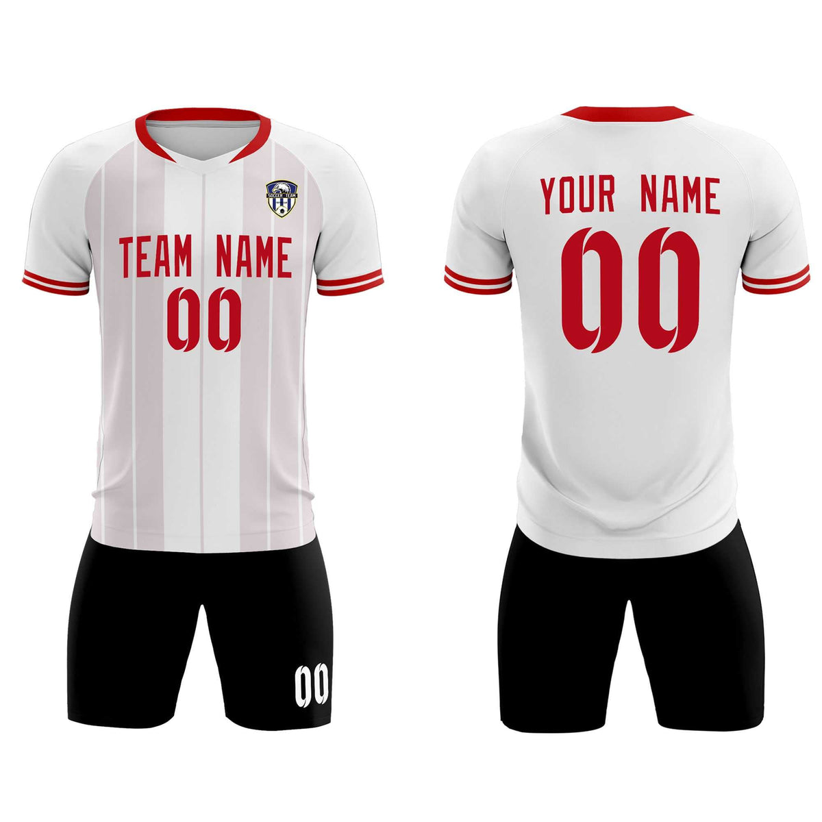Custom White Classic Striped Personalized Football Kit Jersey