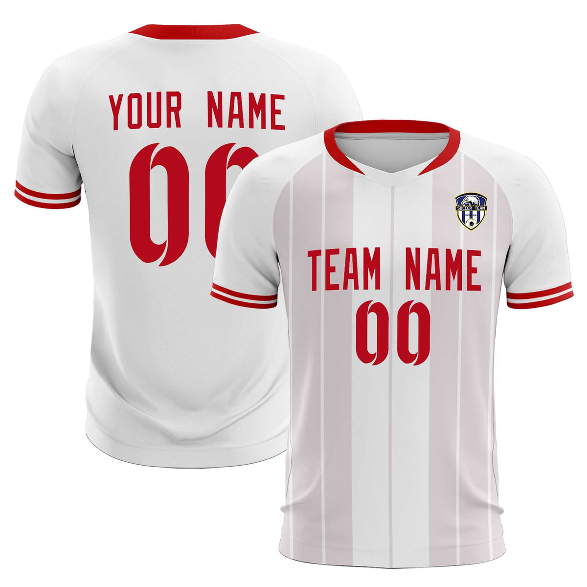 Custom White Classic Striped Personalized Football Kit Jersey