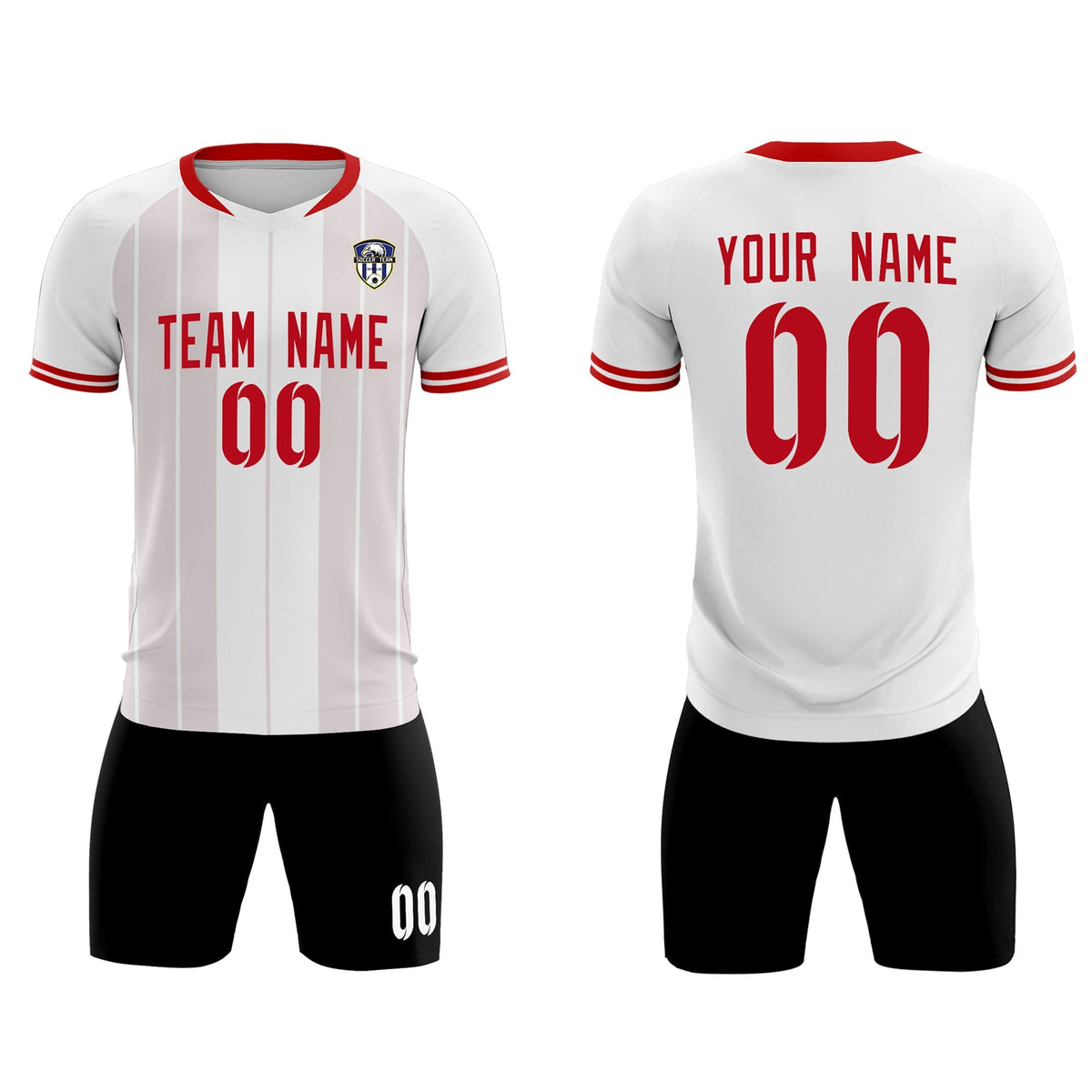 Custom White Classic Striped Personalized Football Kit Jersey
