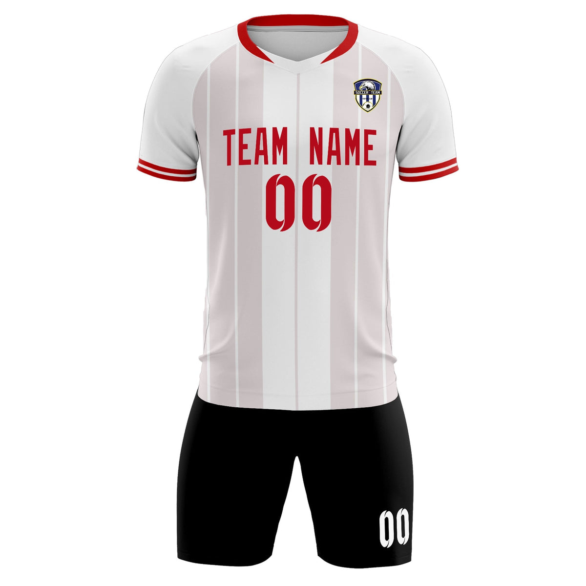 Custom White Classic Striped Personalized Football Kit Jersey