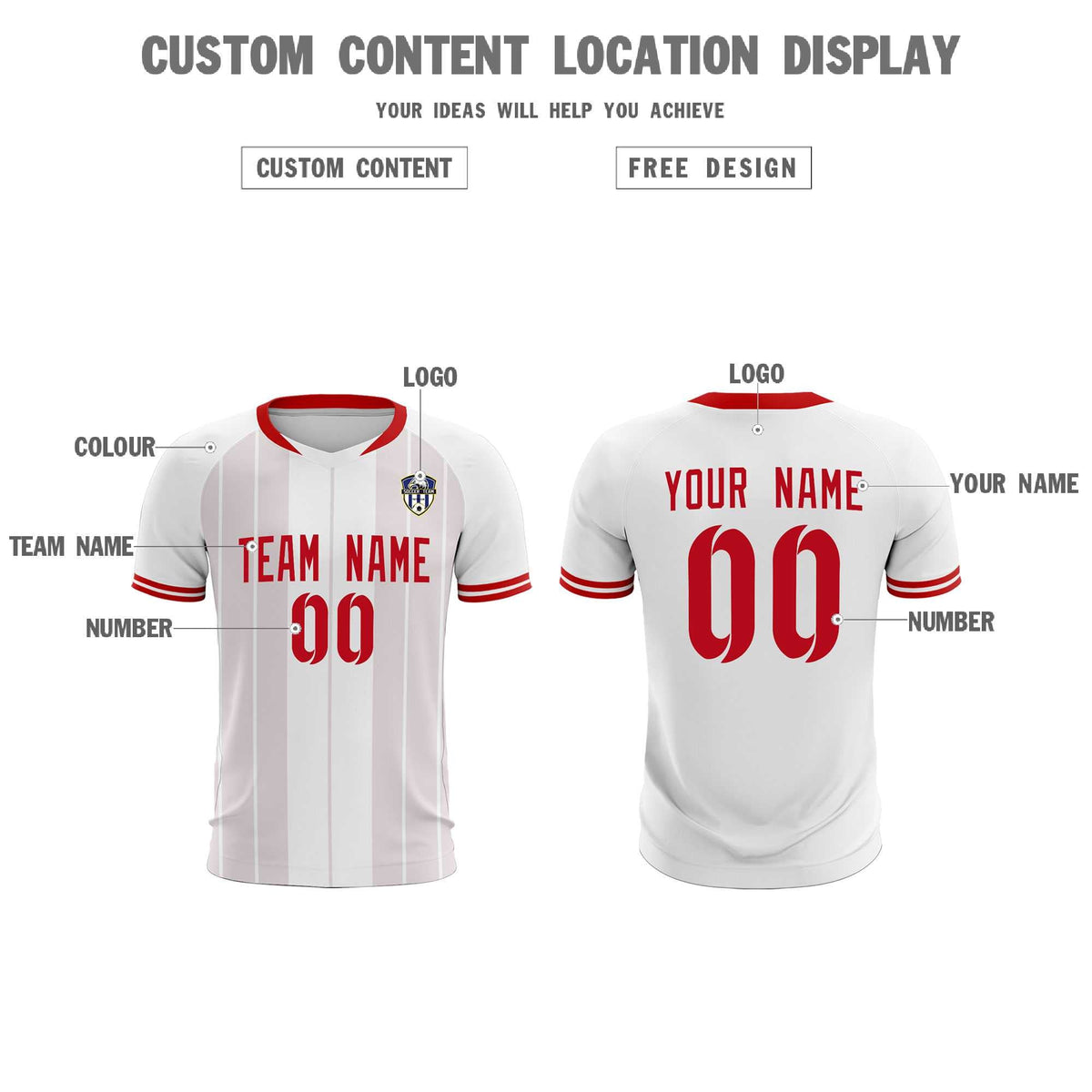 Custom White Classic Striped Personalized Football Kit Jersey