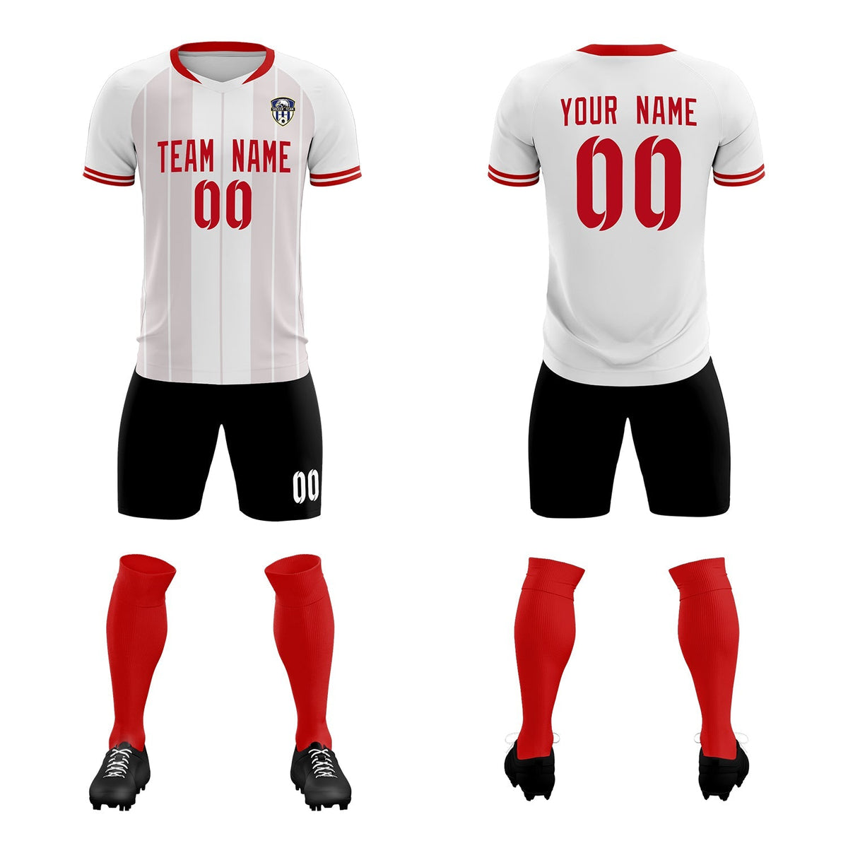 Custom White Classic Striped Personalized Football Kit Jersey