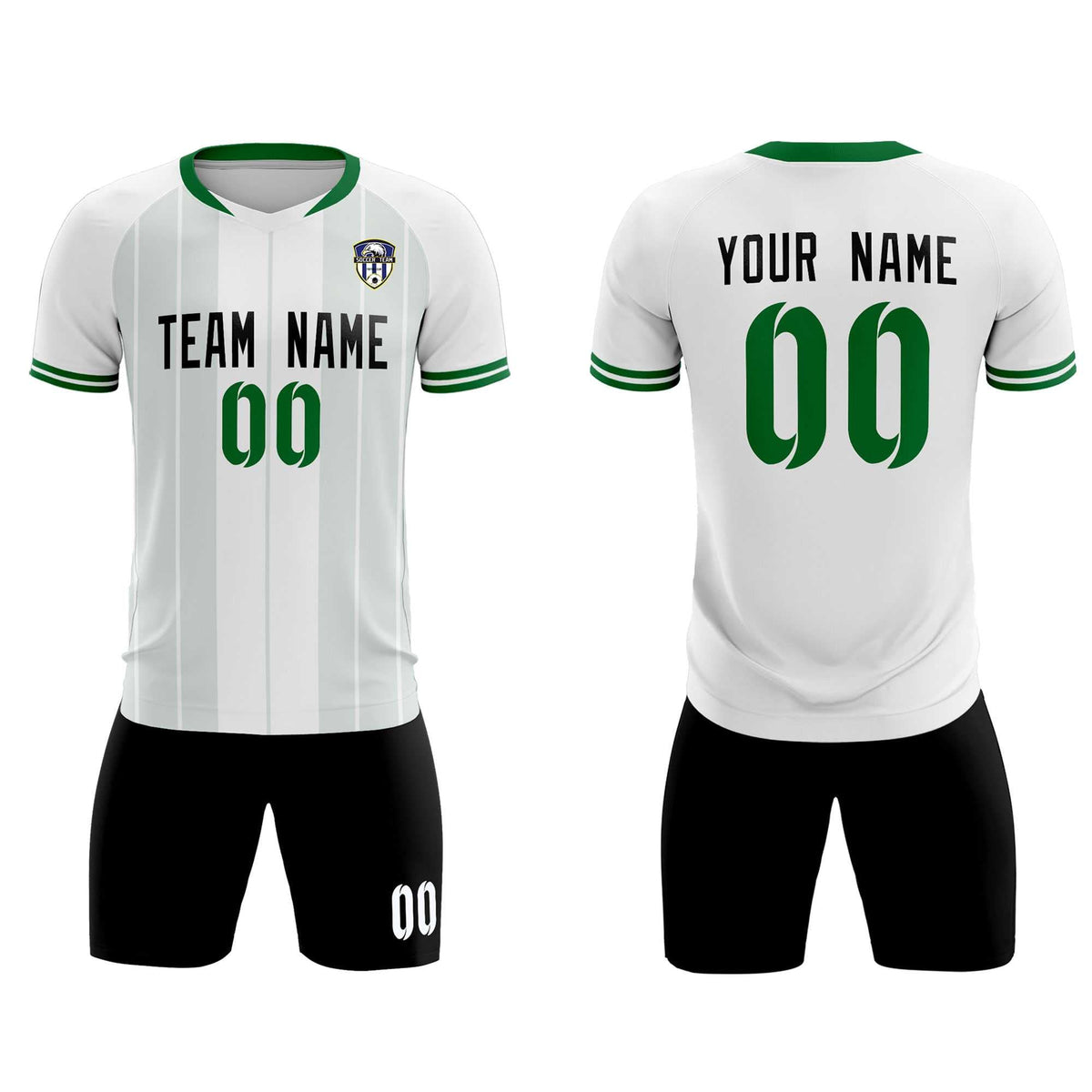 Custom White Classic Striped Personalized Football Kit Jersey