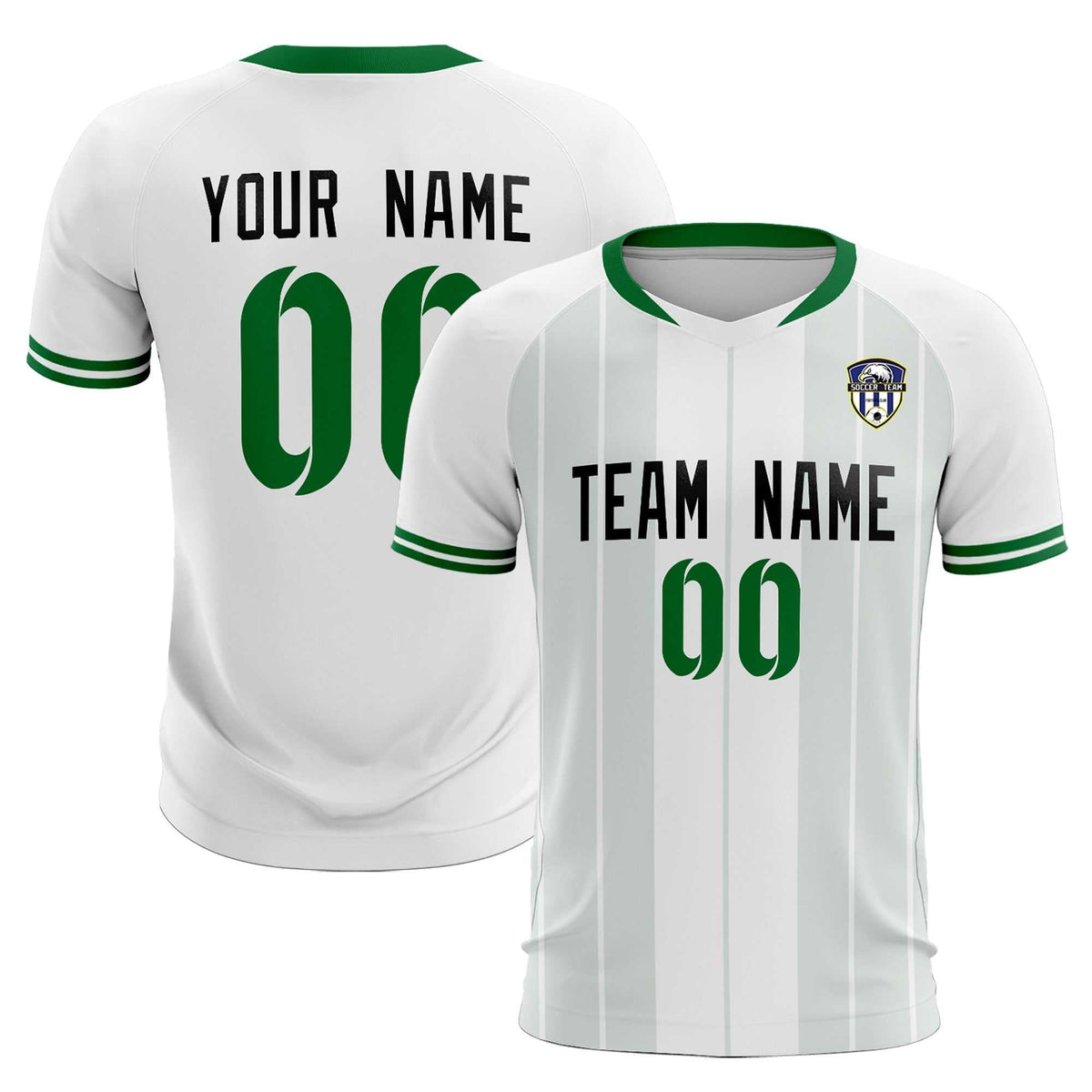 Custom White Classic Striped Personalized Football Kit Jersey