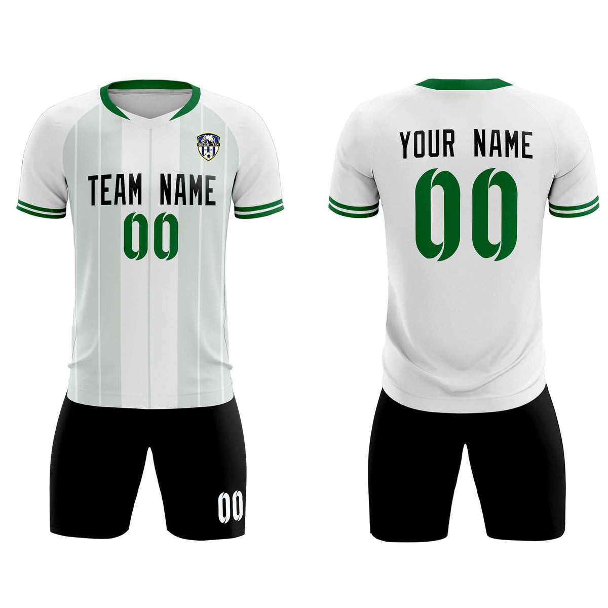 Custom White Classic Striped Personalized Football Kit Jersey