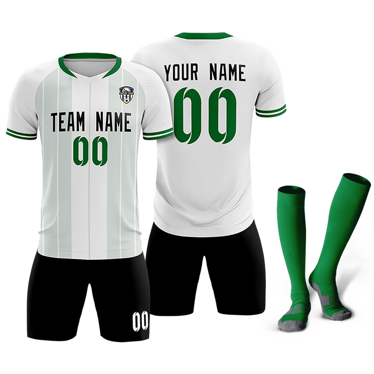 Custom White Classic Striped Personalized Football Kit Jersey