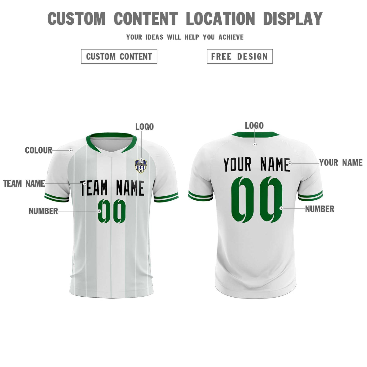 Custom White Classic Striped Personalized Football Kit Jersey