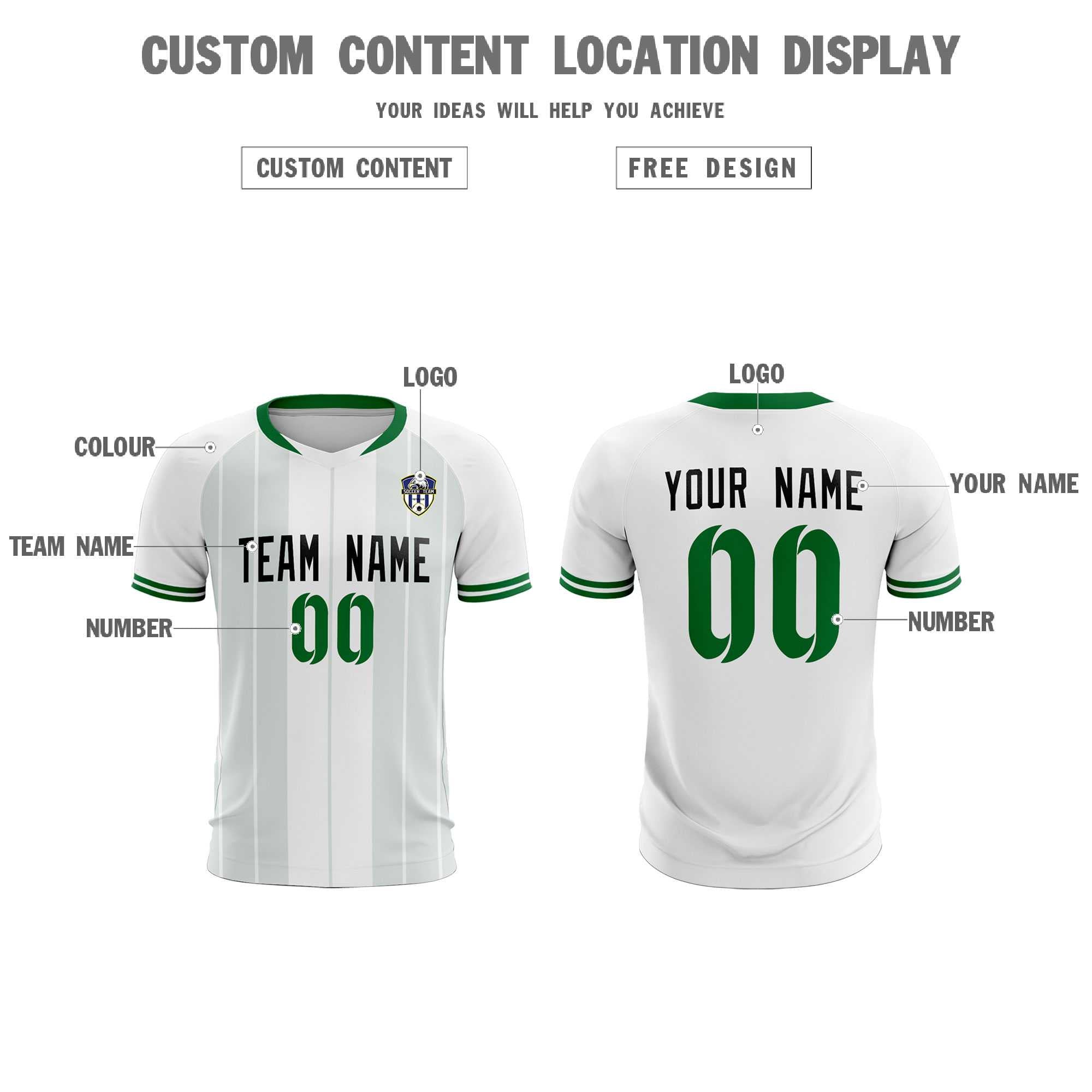Custom White Classic Striped Personalized Football Kit Jersey