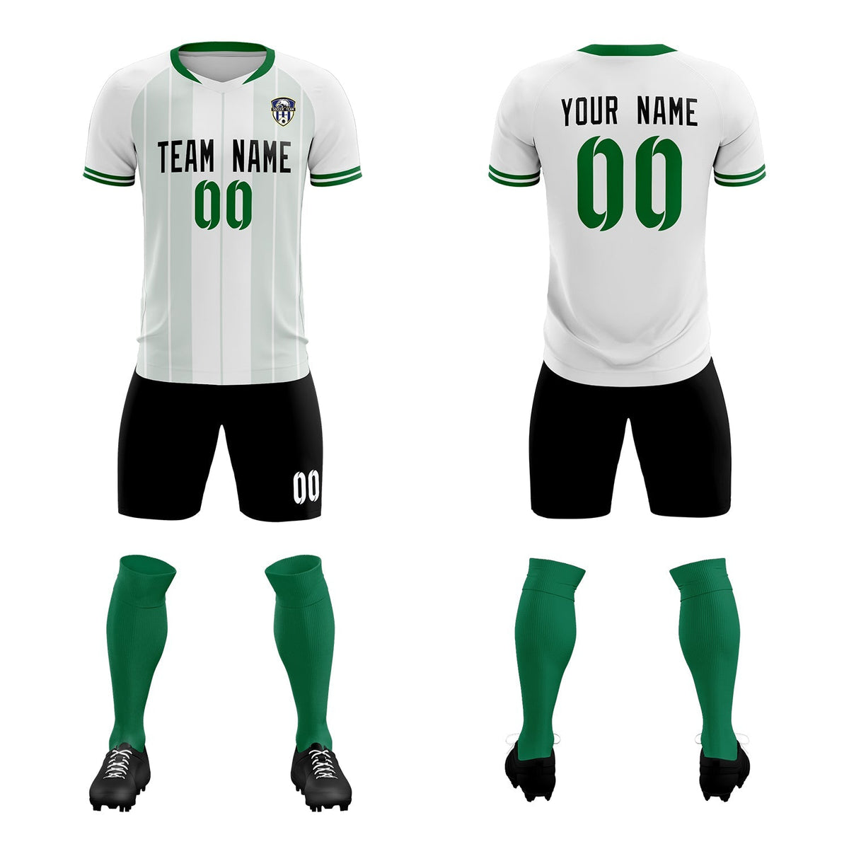 Custom White Classic Striped Personalized Football Kit Jersey