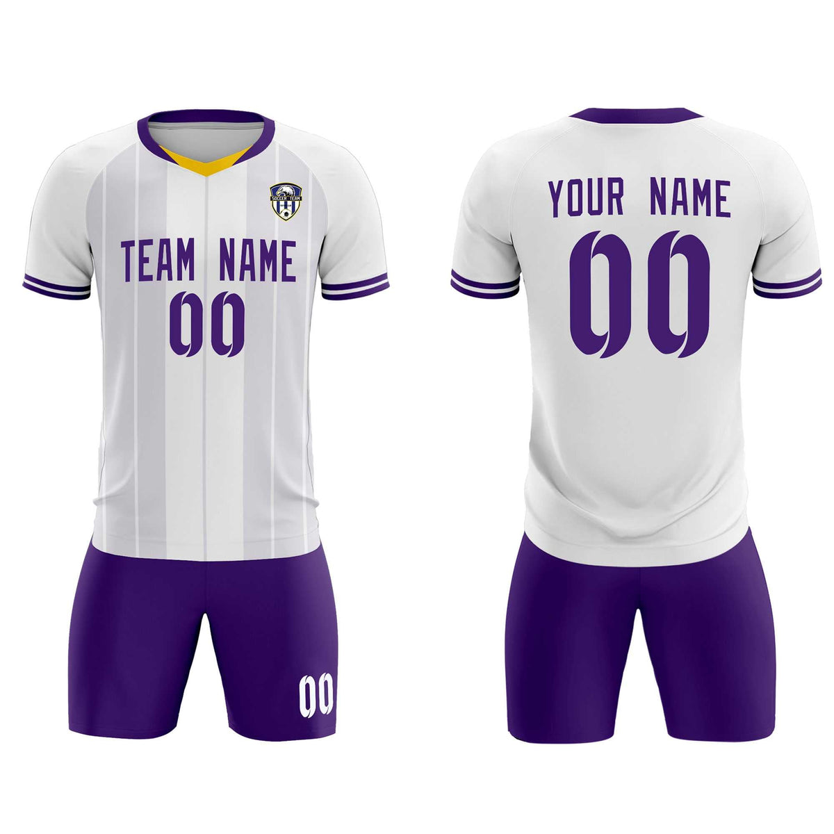 Custom White Classic Striped Personalized Football Kit Jersey
