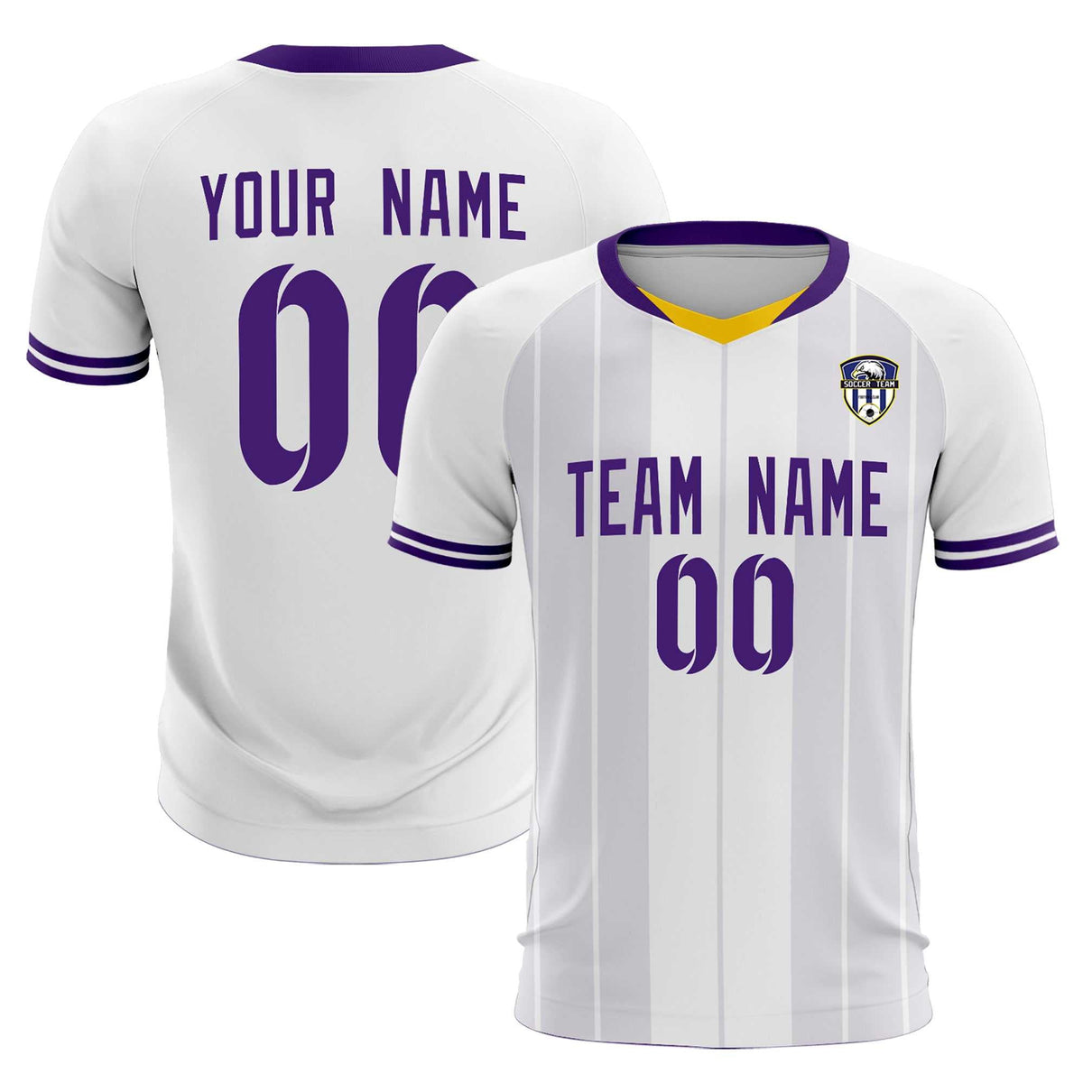 Custom White Classic Striped Personalized Football Kit Jersey