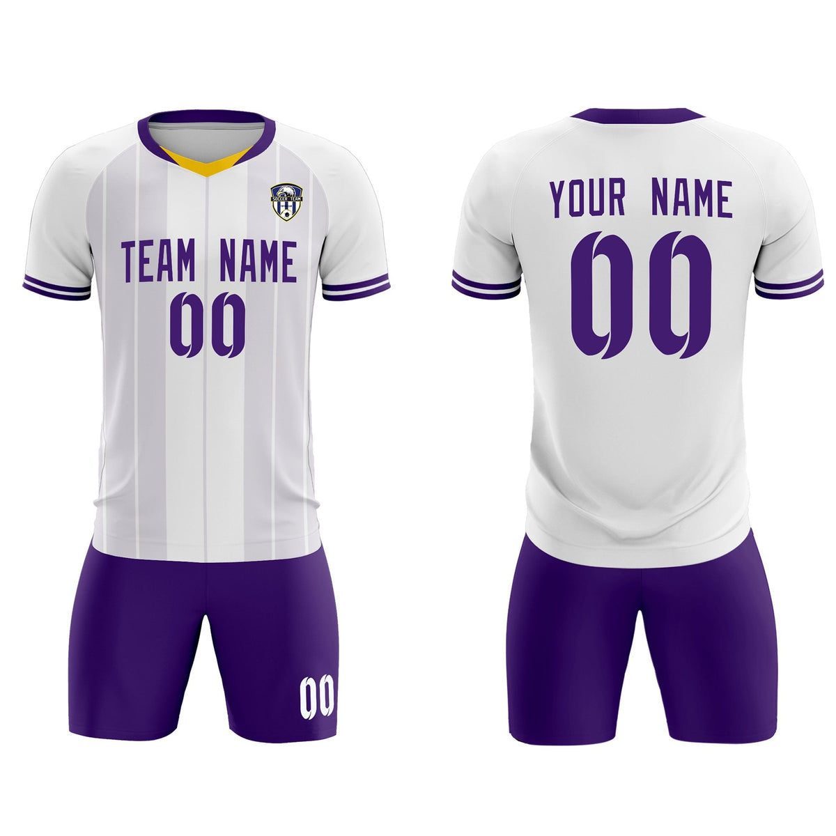 Custom White Classic Striped Personalized Football Kit Jersey
