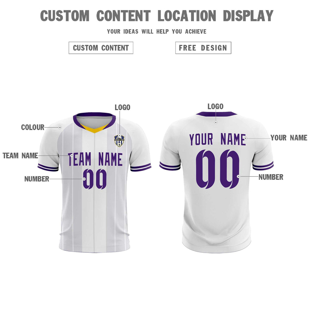 Custom White Classic Striped Personalized Football Kit Jersey