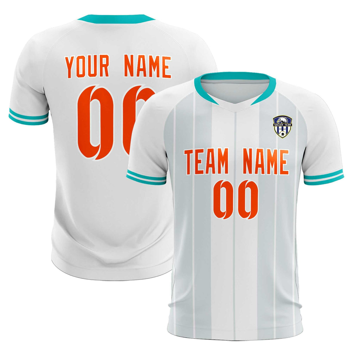 Custom White Classic Striped Personalized Football Kit Jersey