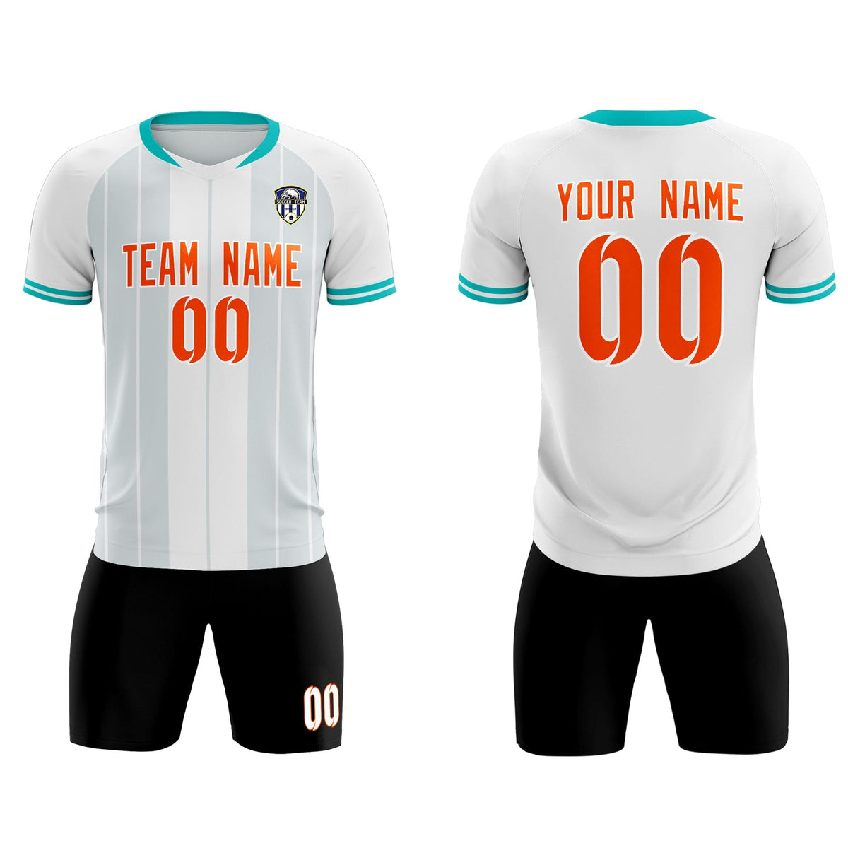 Custom White Classic Striped Personalized Football Kit Jersey