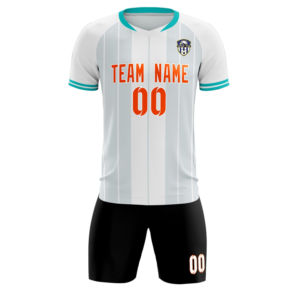 Custom White Classic Striped Personalized Football Kit Jersey