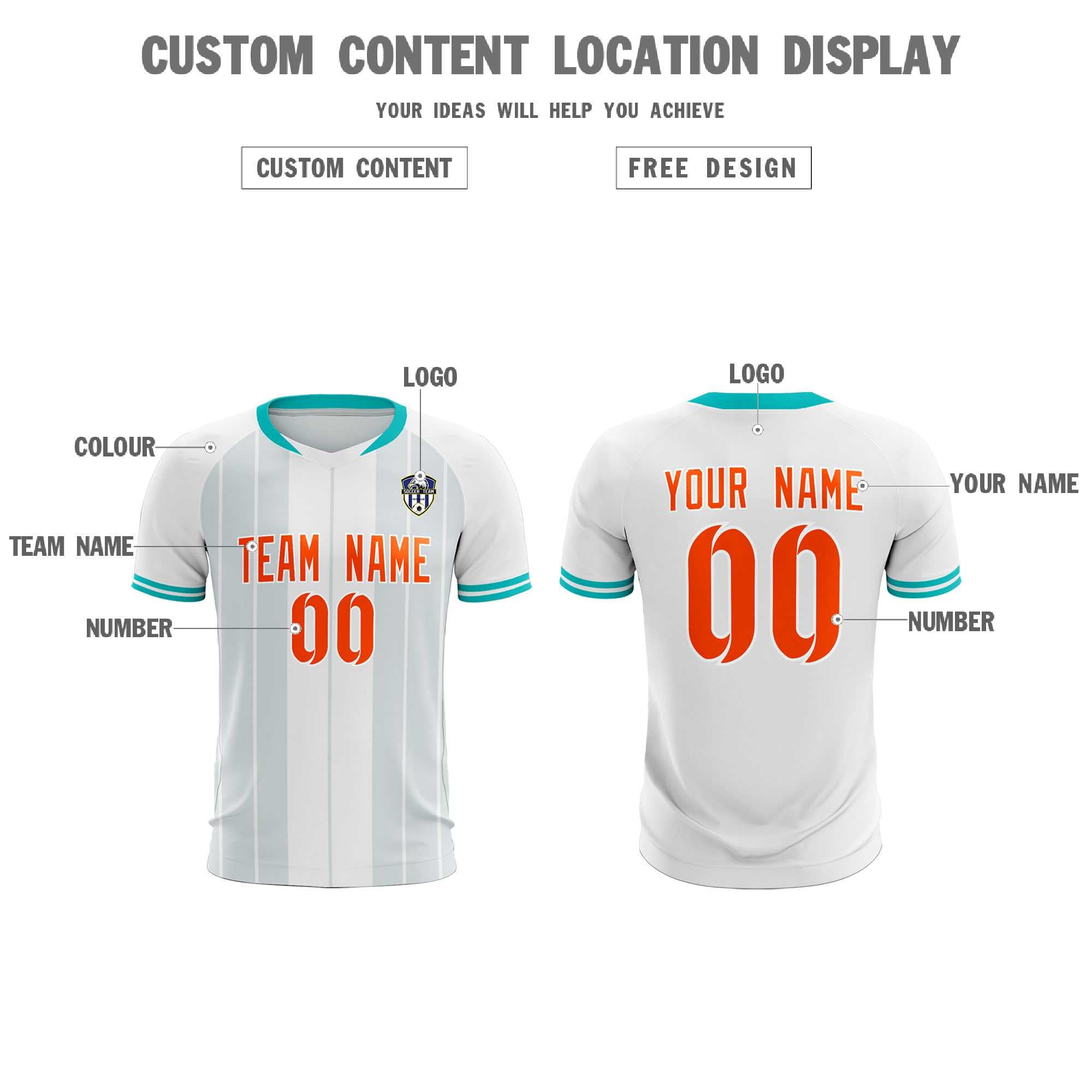 Custom White Classic Striped Personalized Football Kit Jersey