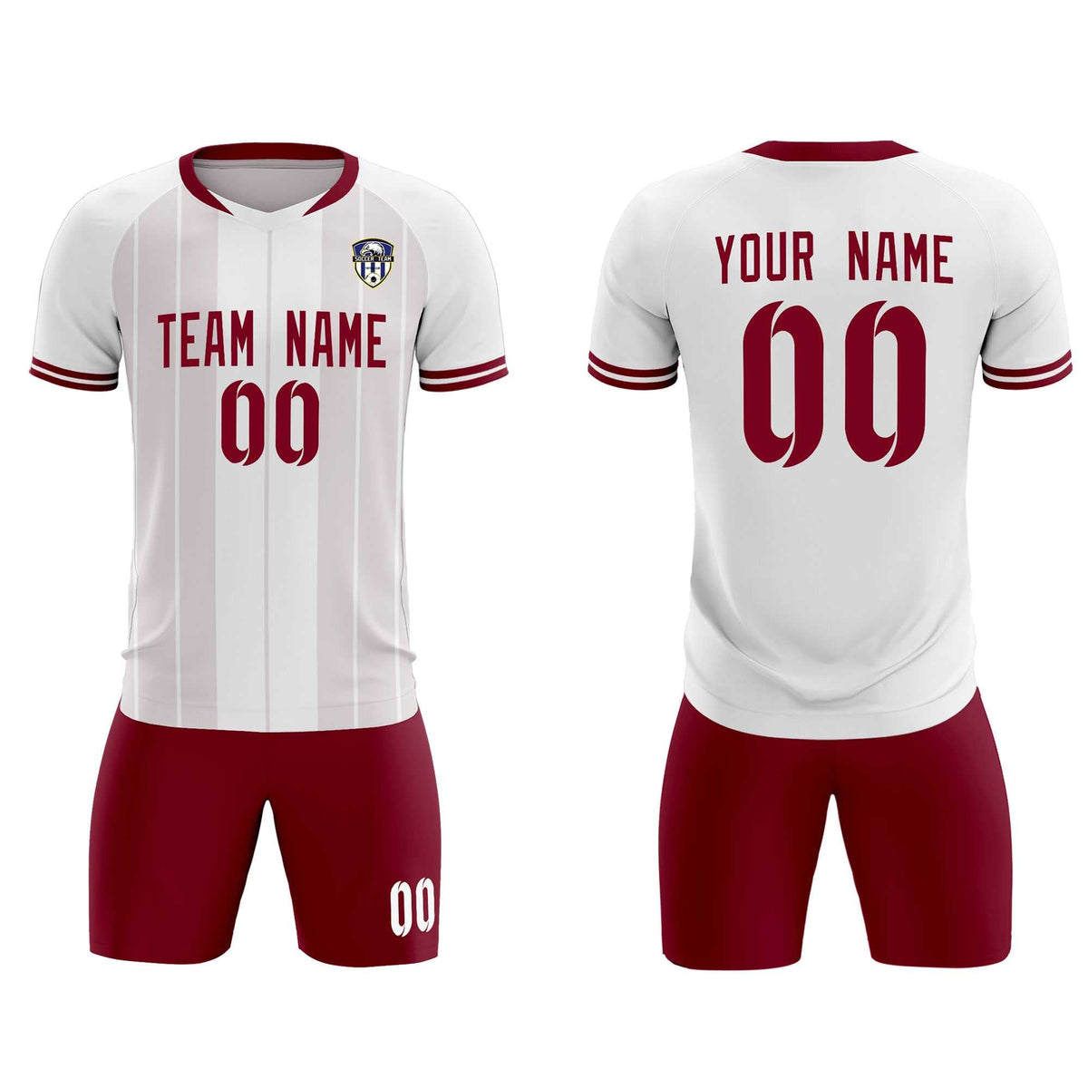 Custom White Classic Striped Personalized Football Kit Jersey