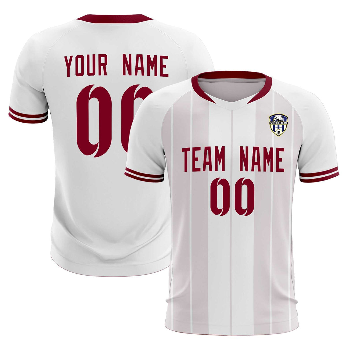 Custom White Classic Striped Personalized Football Kit Jersey