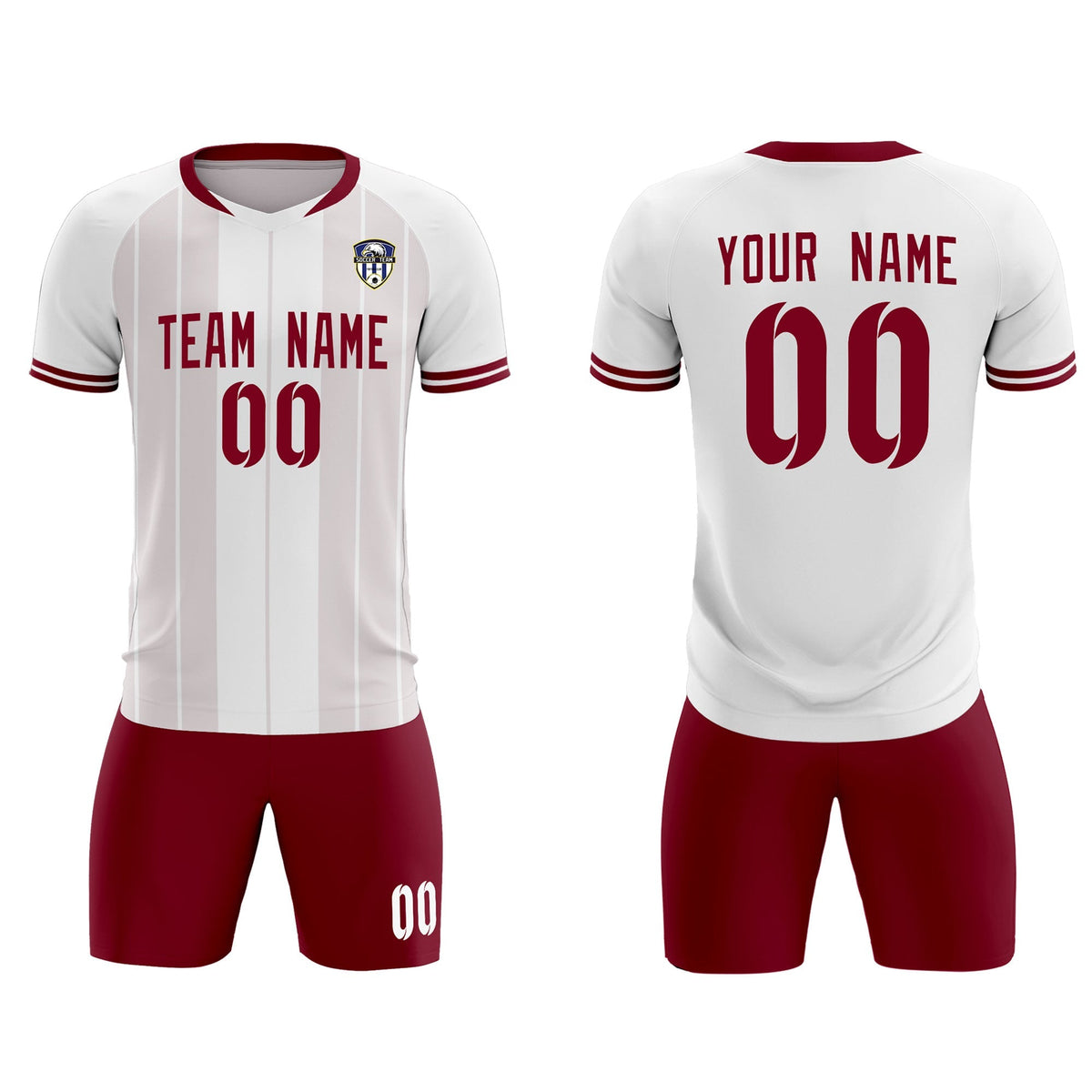 Custom White Classic Striped Personalized Football Kit Jersey