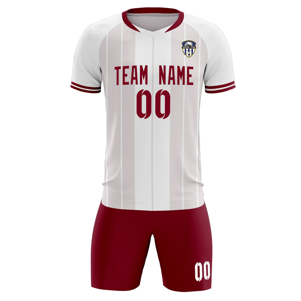Custom White Classic Striped Personalized Football Kit Jersey