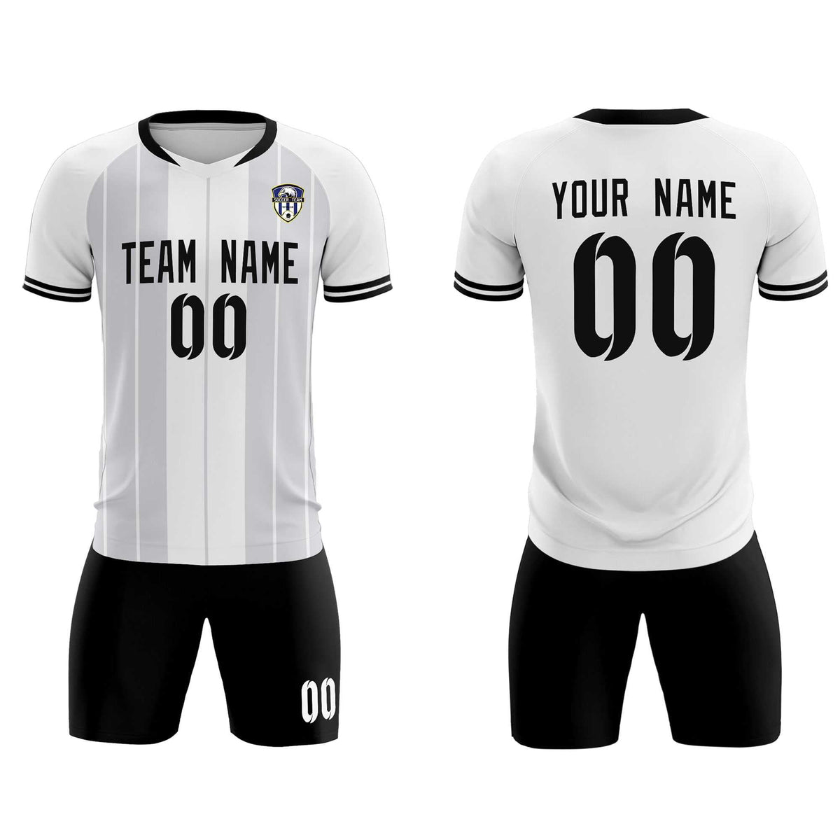 Custom White Classic Striped Personalized Football Kit Jersey