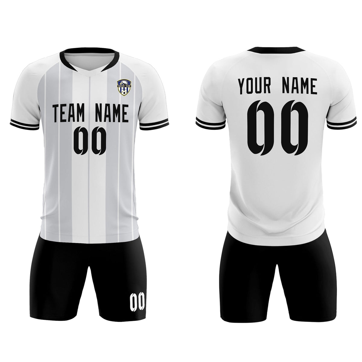 Custom White Classic Striped Personalized Football Kit Jersey