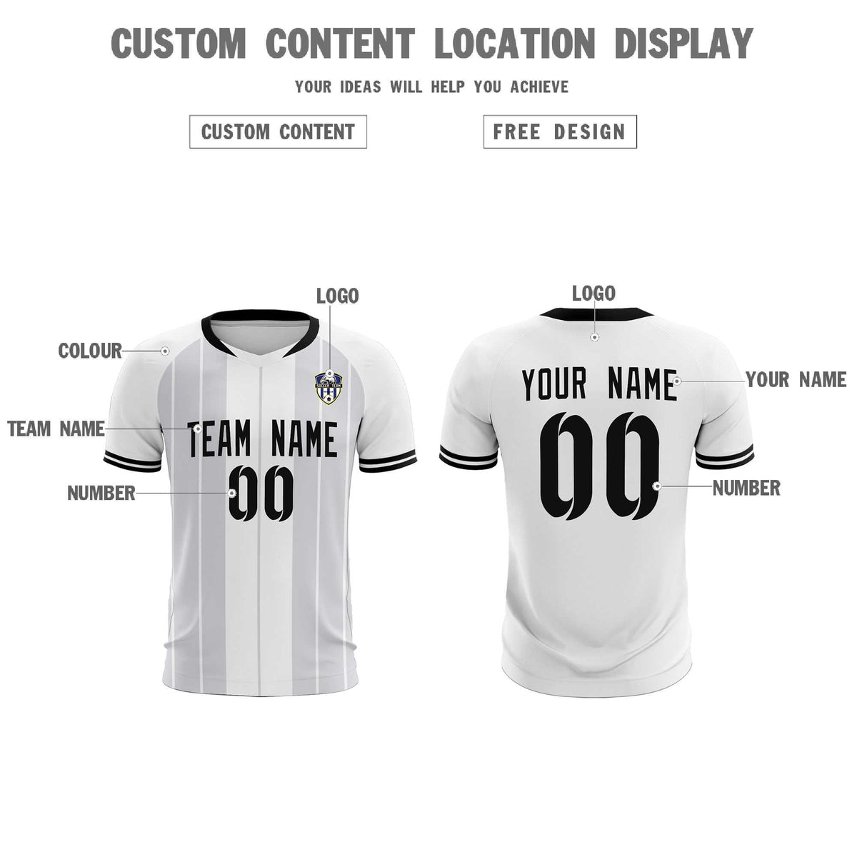 Custom White Classic Striped Personalized Football Kit Jersey