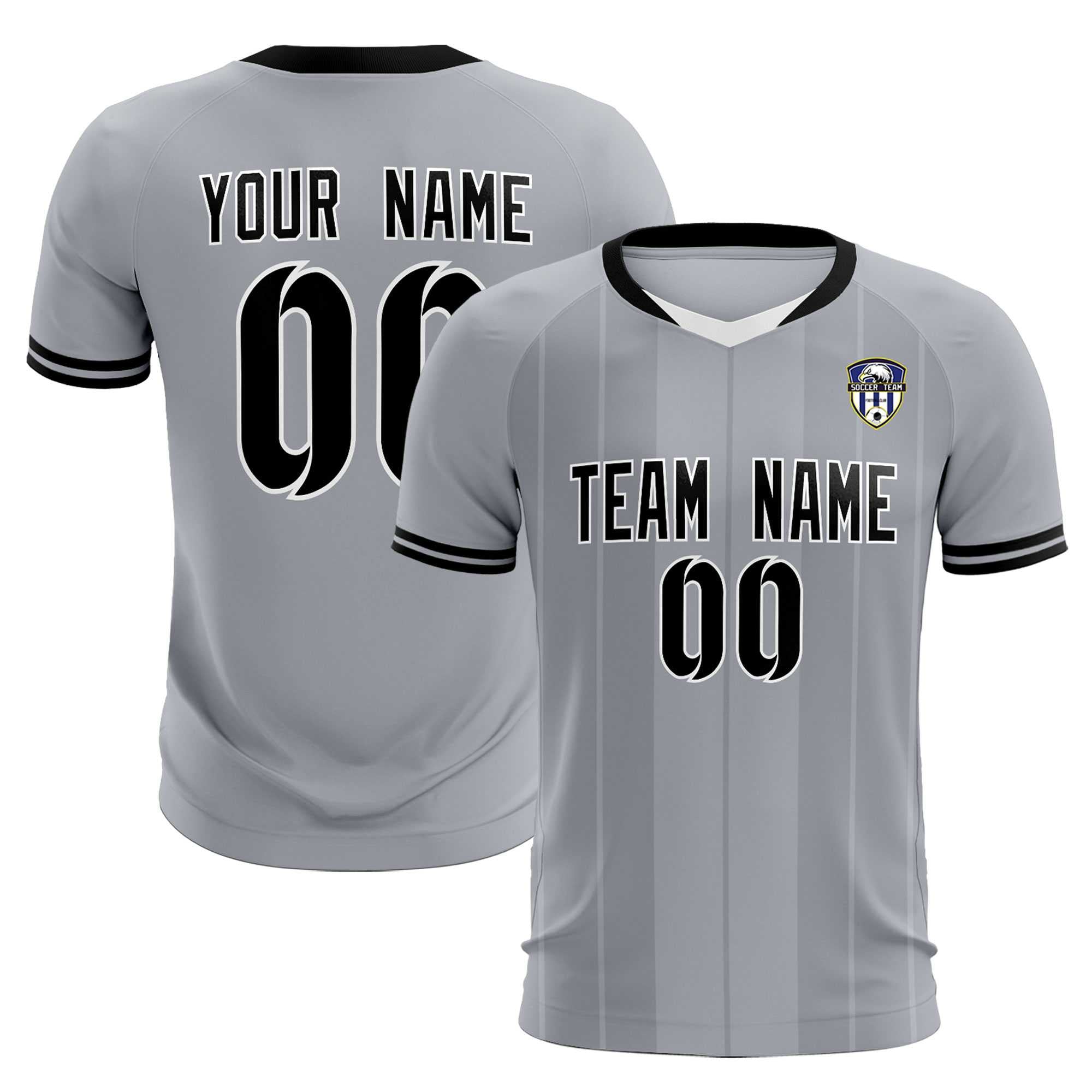 Custom Gray Classic Striped Personalized Football Kit Jersey