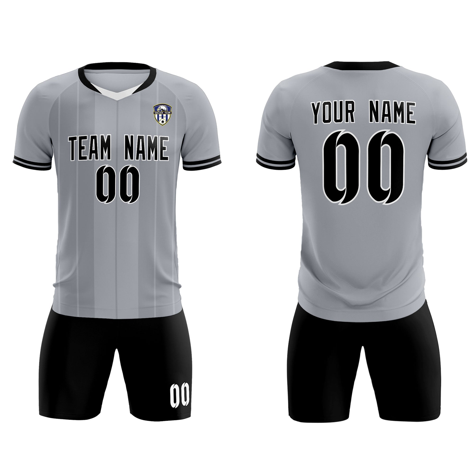 Custom Gray Classic Striped Personalized Football Kit Jersey