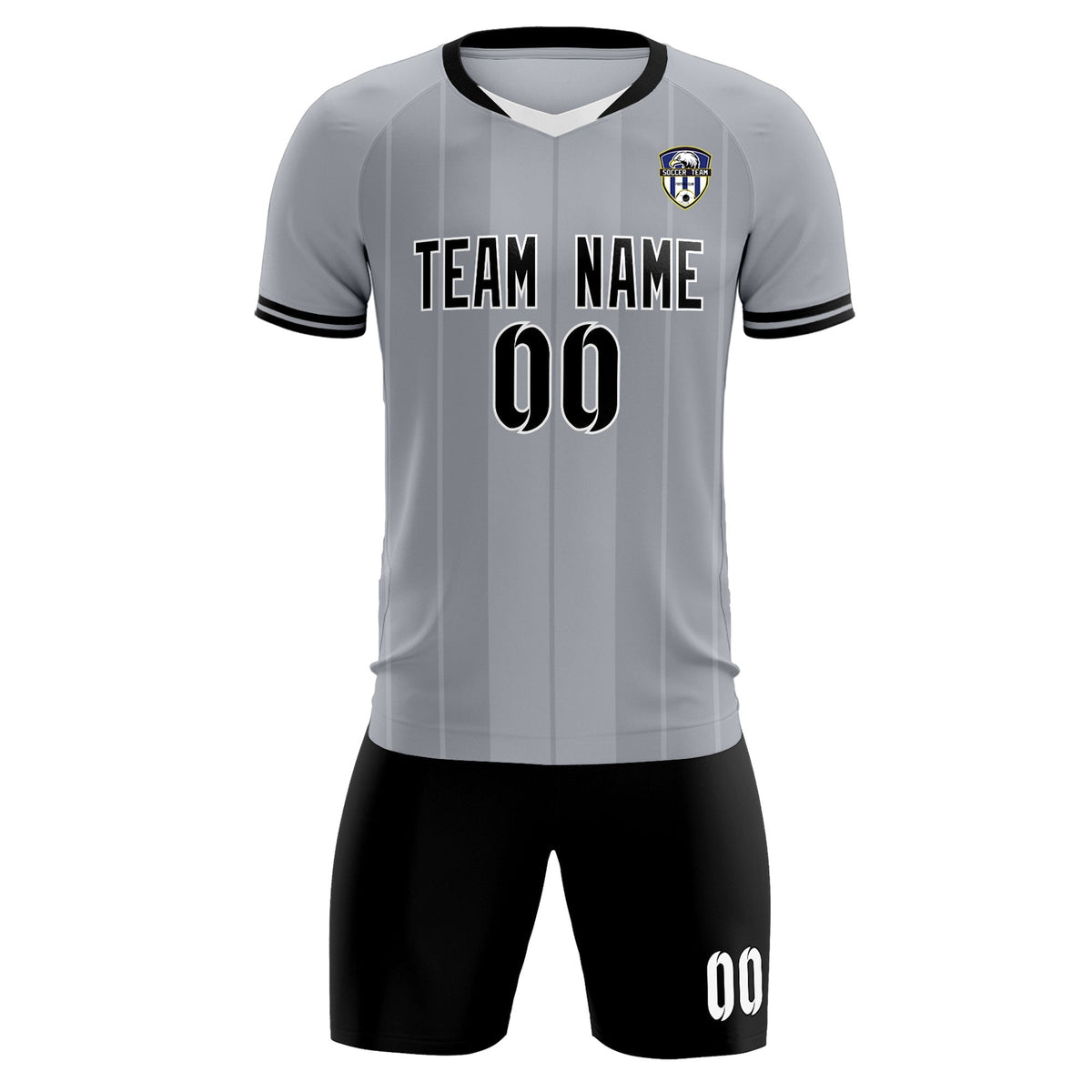 Custom Gray Classic Striped Personalized Football Kit Jersey