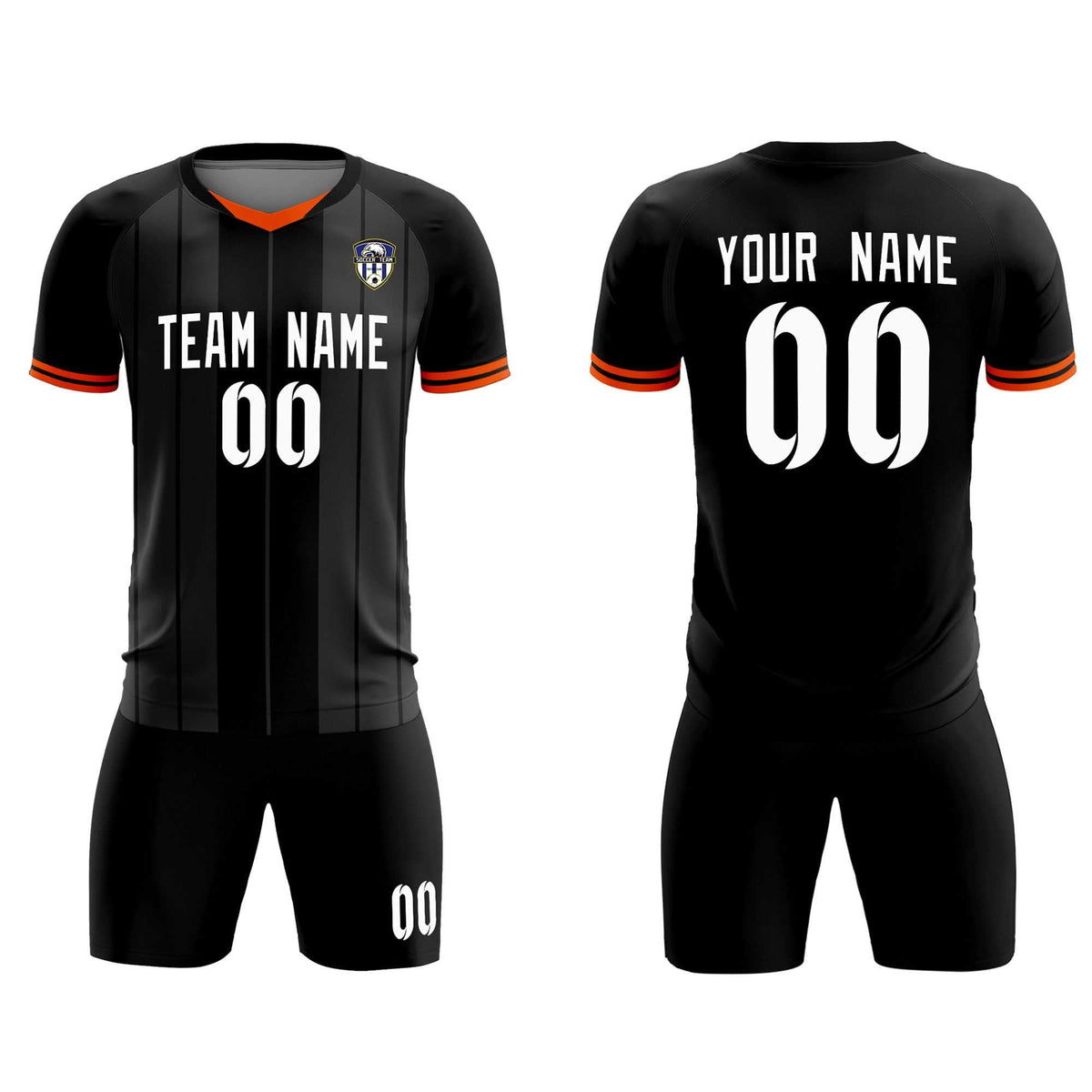 Custom Black Classic Striped Personalized Football Kit Jersey