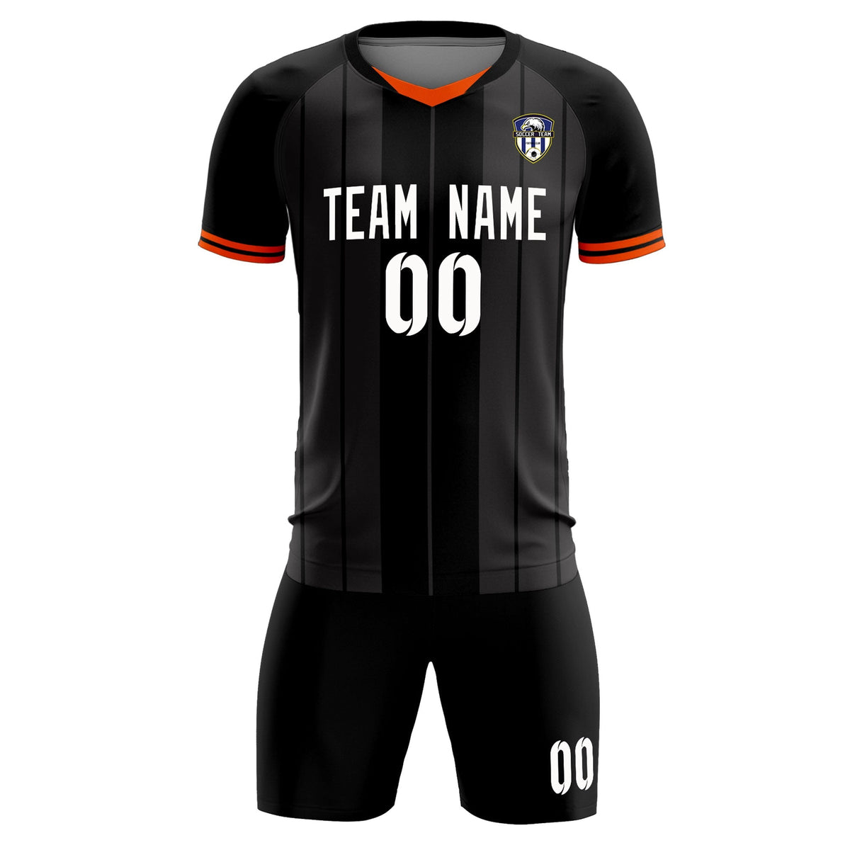 Custom Black Classic Striped Personalized Football Kit Jersey
