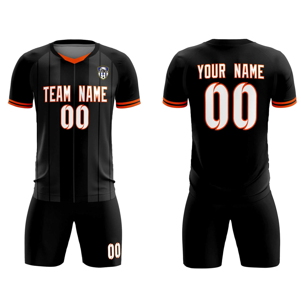 Custom Black Classic Striped Personalized Football Kit Jersey