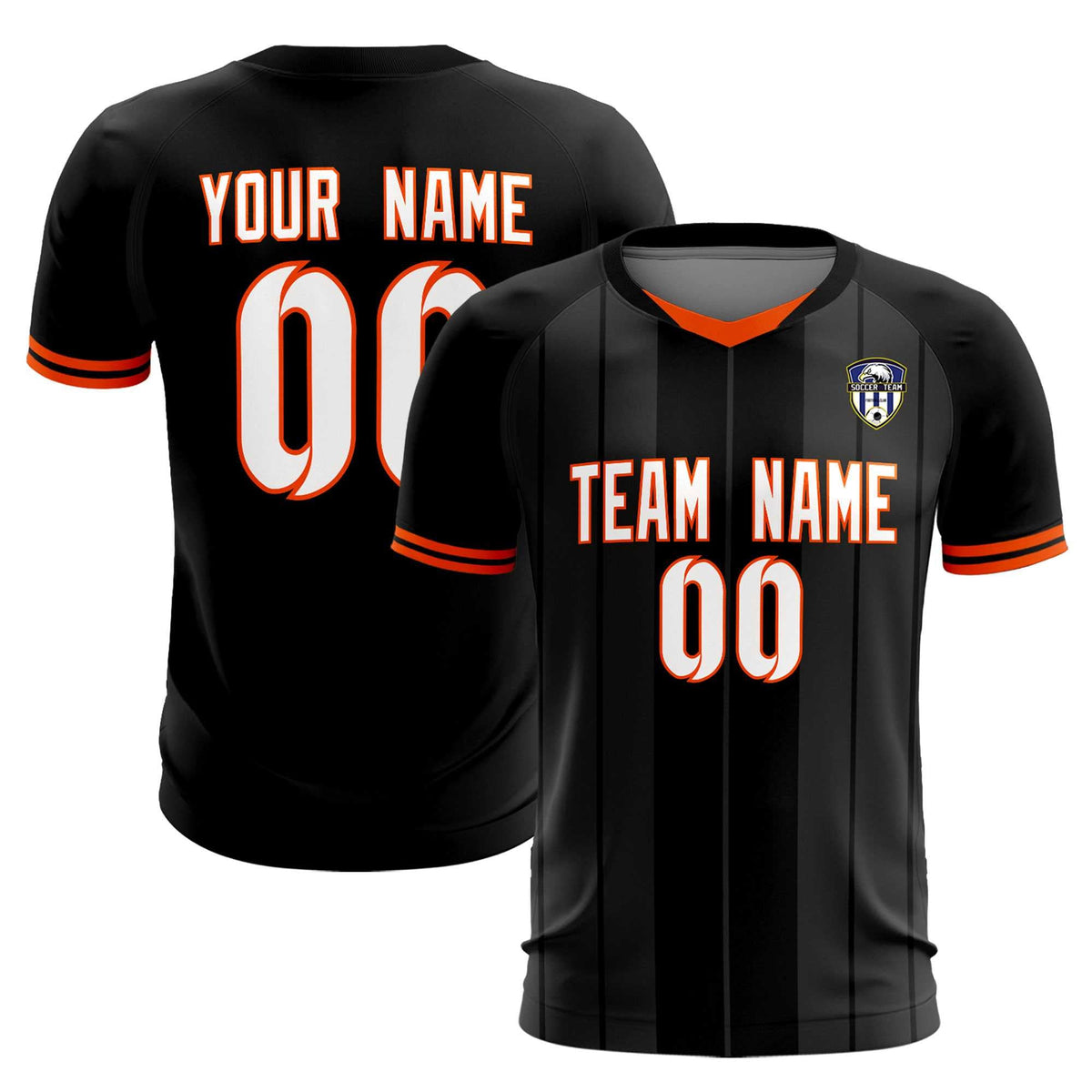 Custom Black Classic Striped Personalized Football Kit Jersey