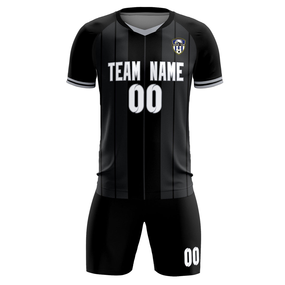 Custom Black Classic Striped Personalized Football Kit Jersey