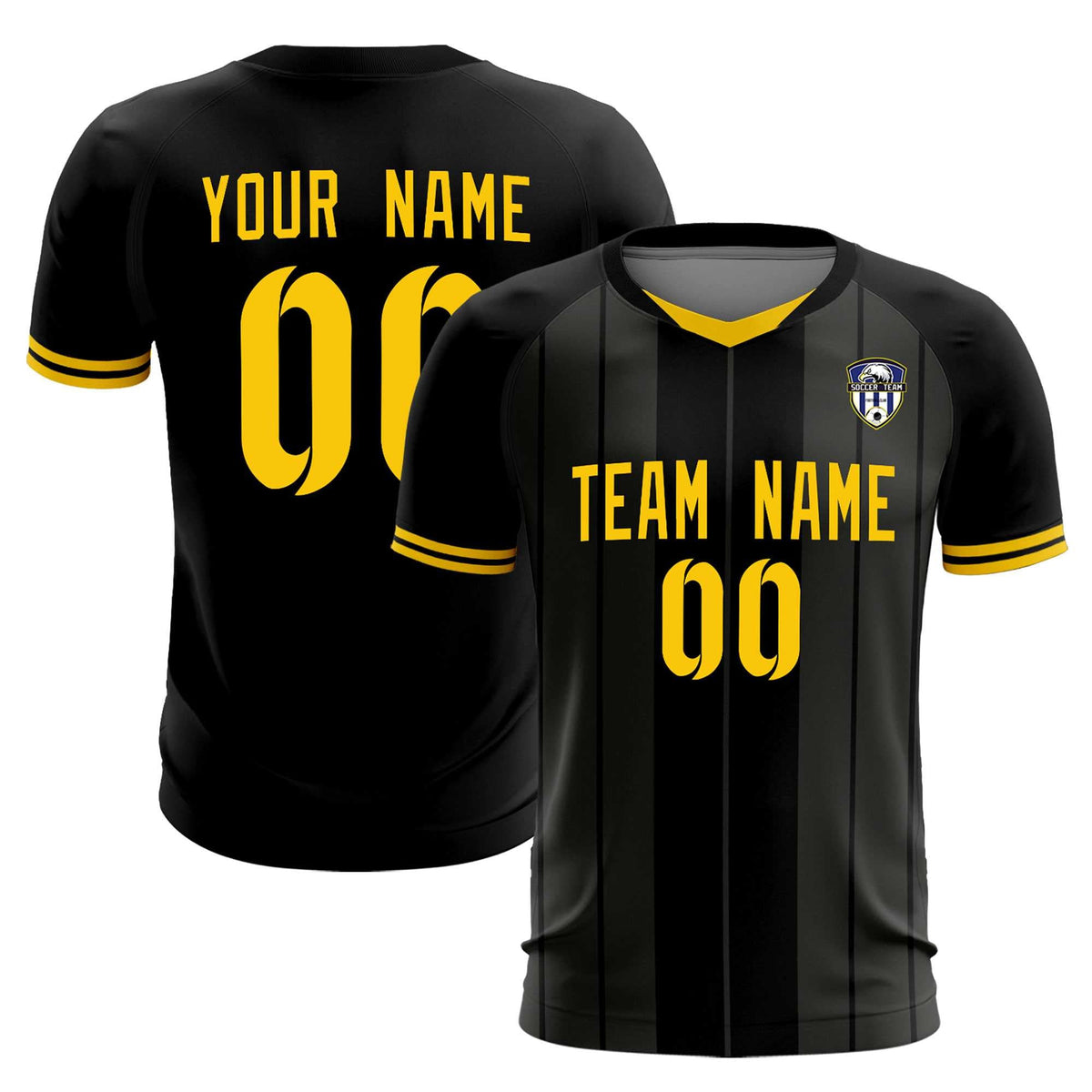 Custom Black Classic Striped Personalized Football Kit Jersey