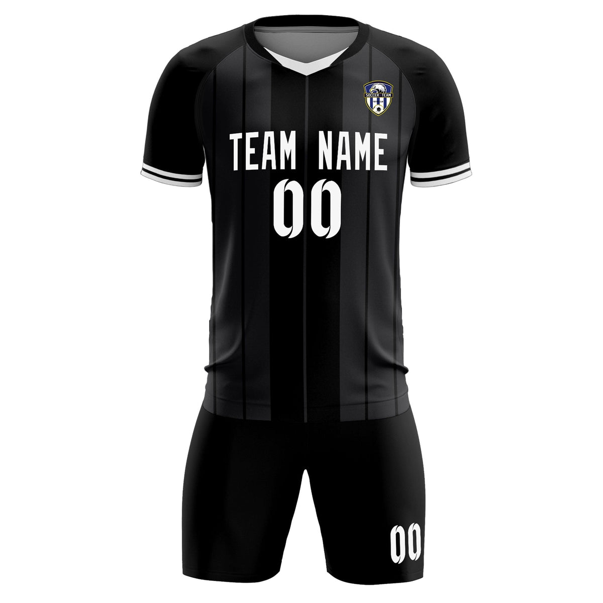 Custom Black Classic Striped Personalized Football Kit Jersey