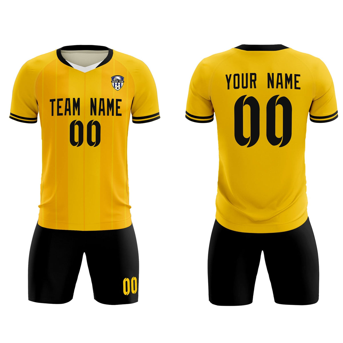 Custom Gold Classic Striped Personalized Football Kit Jersey