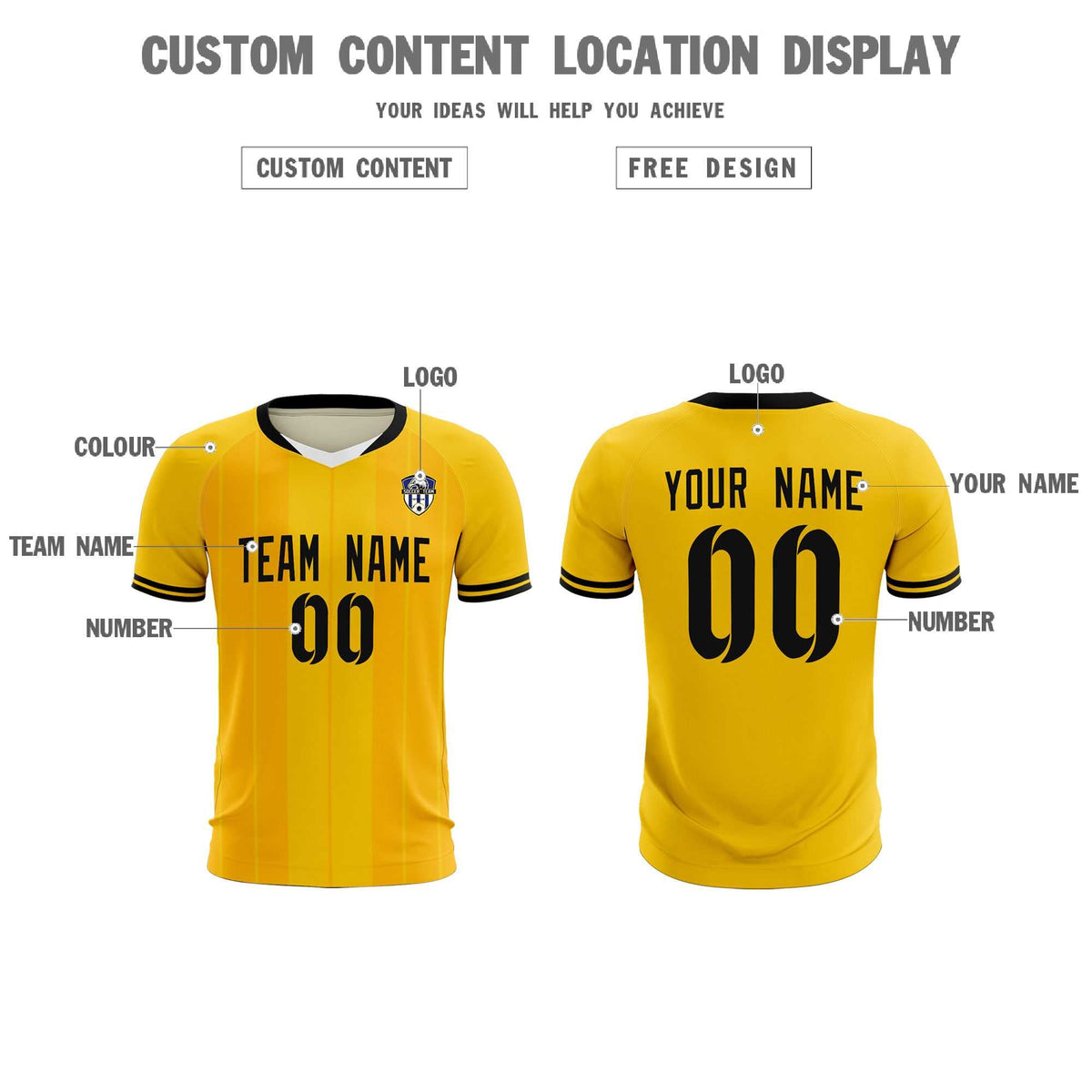 Custom Gold Classic Striped Personalized Football Kit Jersey