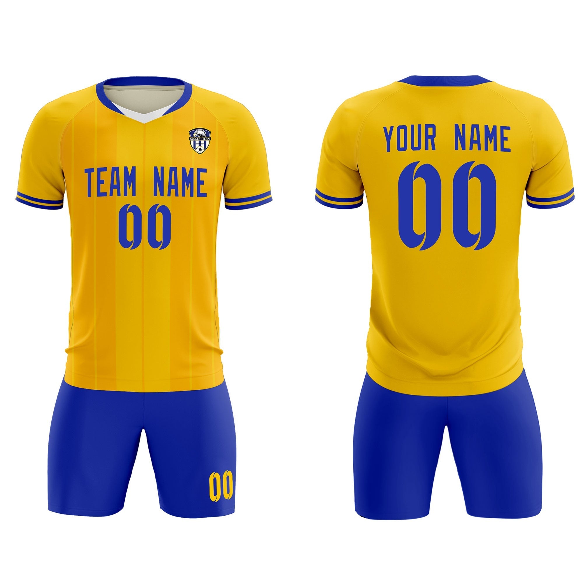 Custom Gold Classic Striped Personalized Football Kit Jersey