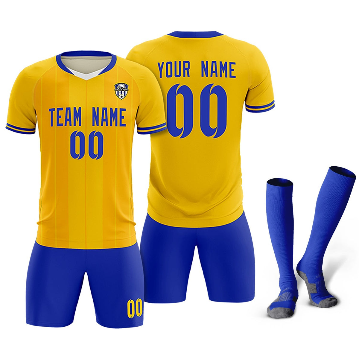 Custom Gold Classic Striped Personalized Football Kit Jersey