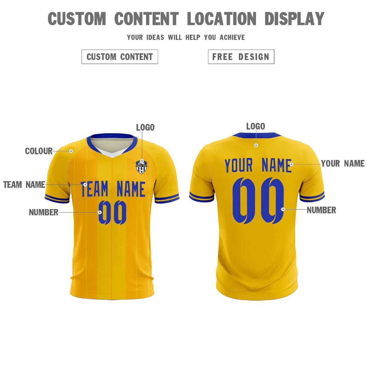 Custom Gold Classic Striped Personalized Football Kit Jersey